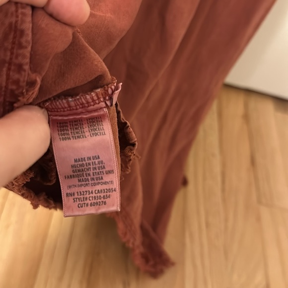 Anthropologie Cloth & Stone rustic burnt orange Fringed Hem Halter Dress xsmall - Picture 8 of 8